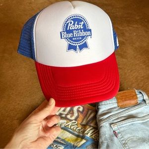 Pabst Blue Ribbon PBR Truckers Hat Cap Red/White/Royal new!